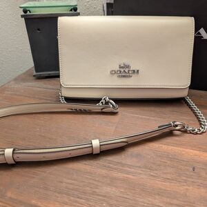 Coach Cream Leather Crossbody Bag with Silver Hardware